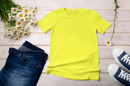 Boyfriend T-shirt Solid New Yellow